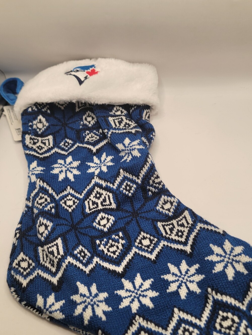 Blue Holiday Knit Stocking with White Cuff - Blue Jays
